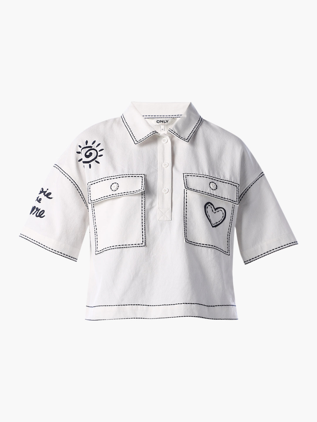 Contrast Stitch Embroidered Shirt