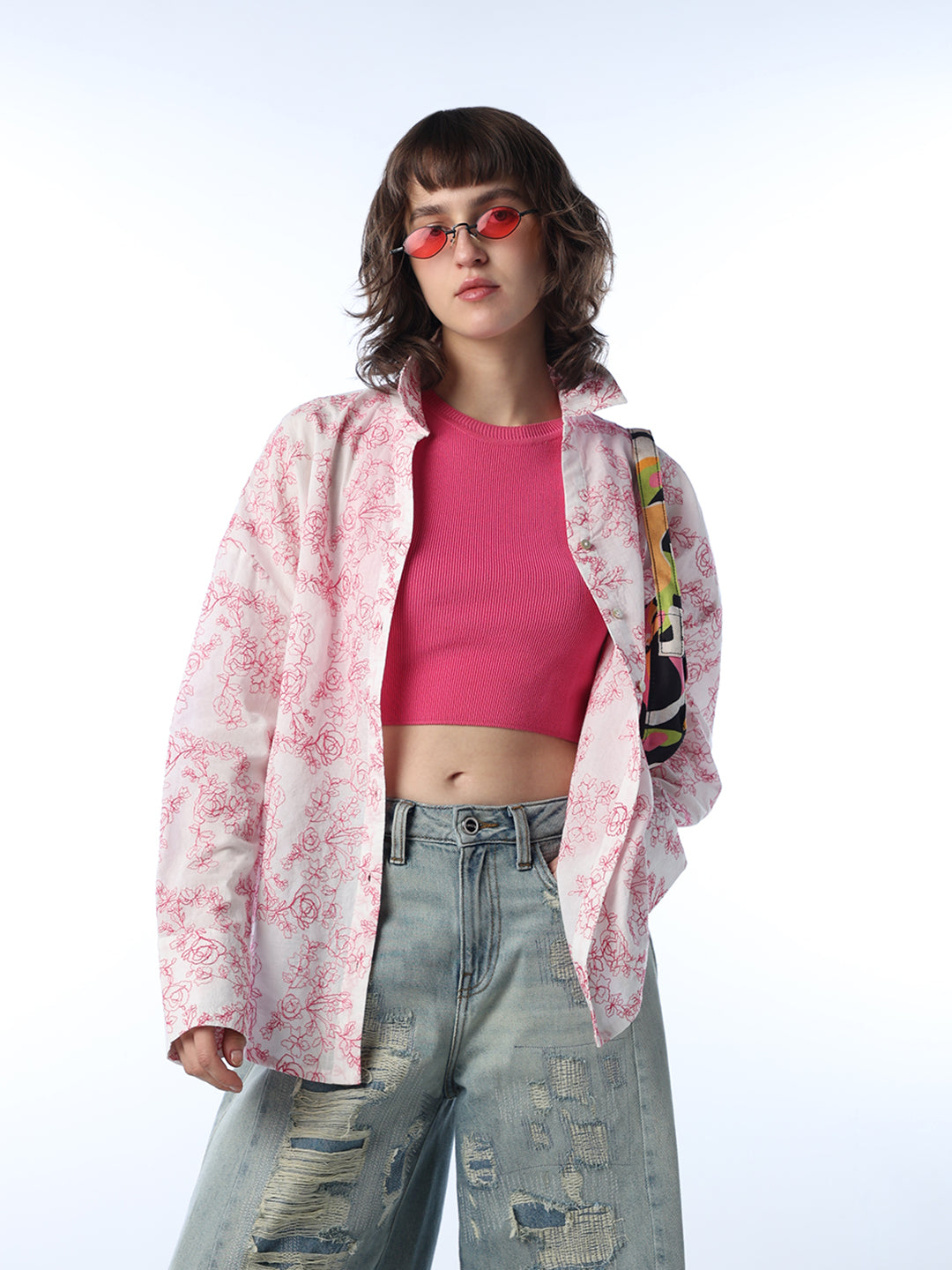 V-Neck Printed Shirt - XS