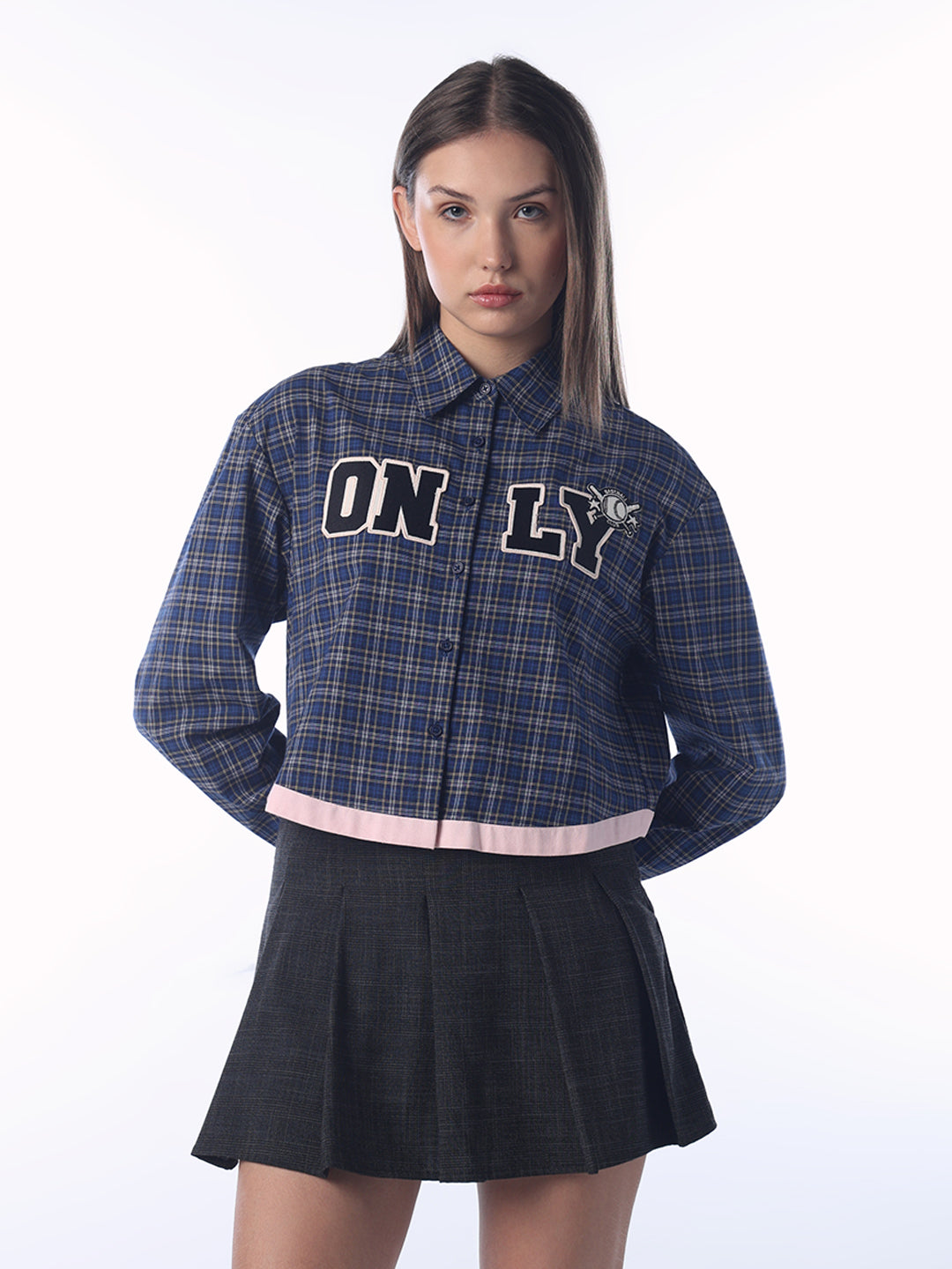 Plaid Boxy Fit Cropped Shirt