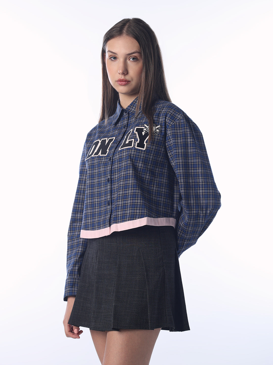 Plaid Boxy Fit Cropped Shirt