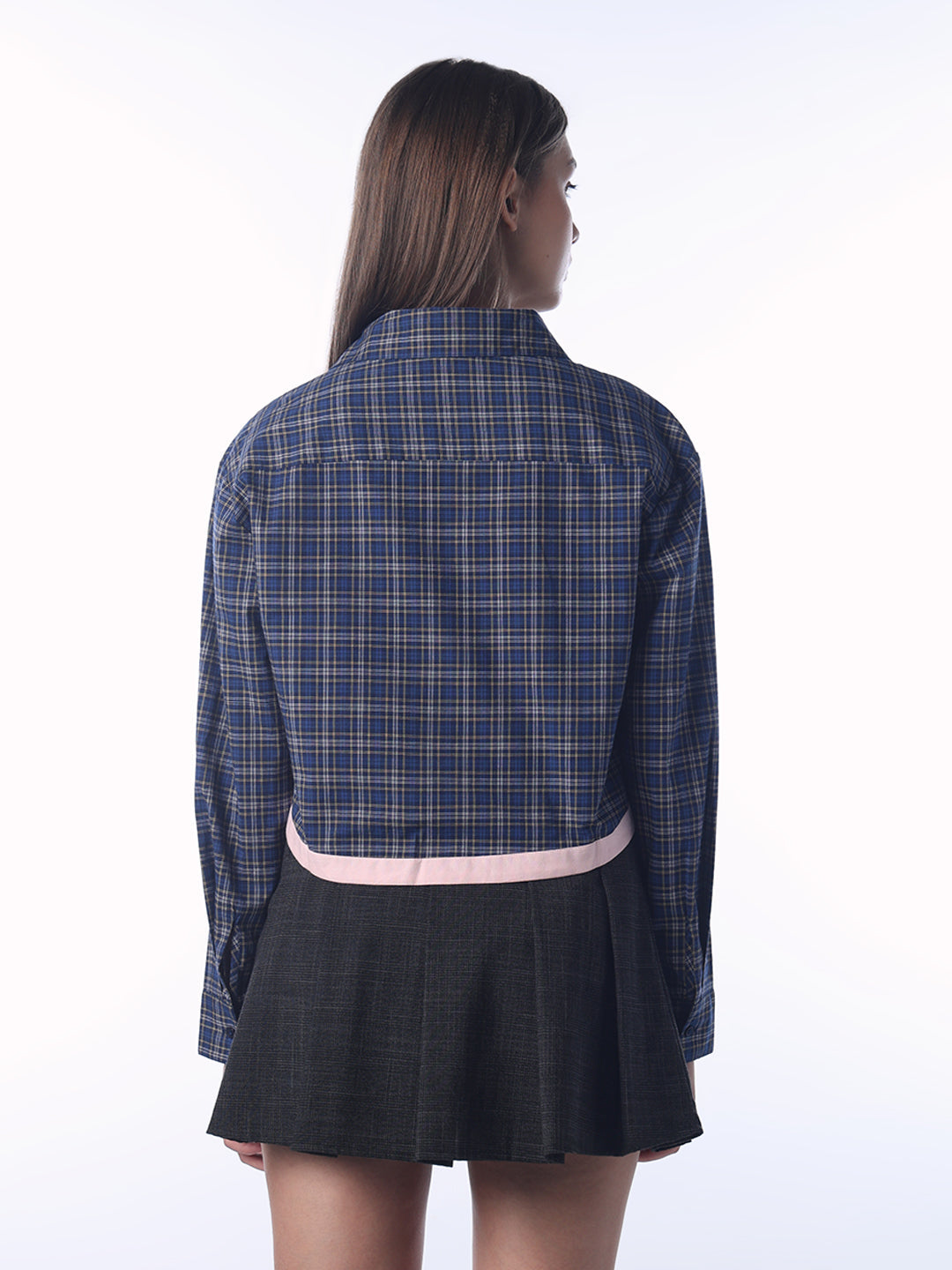 Plaid Boxy Fit Cropped Shirt