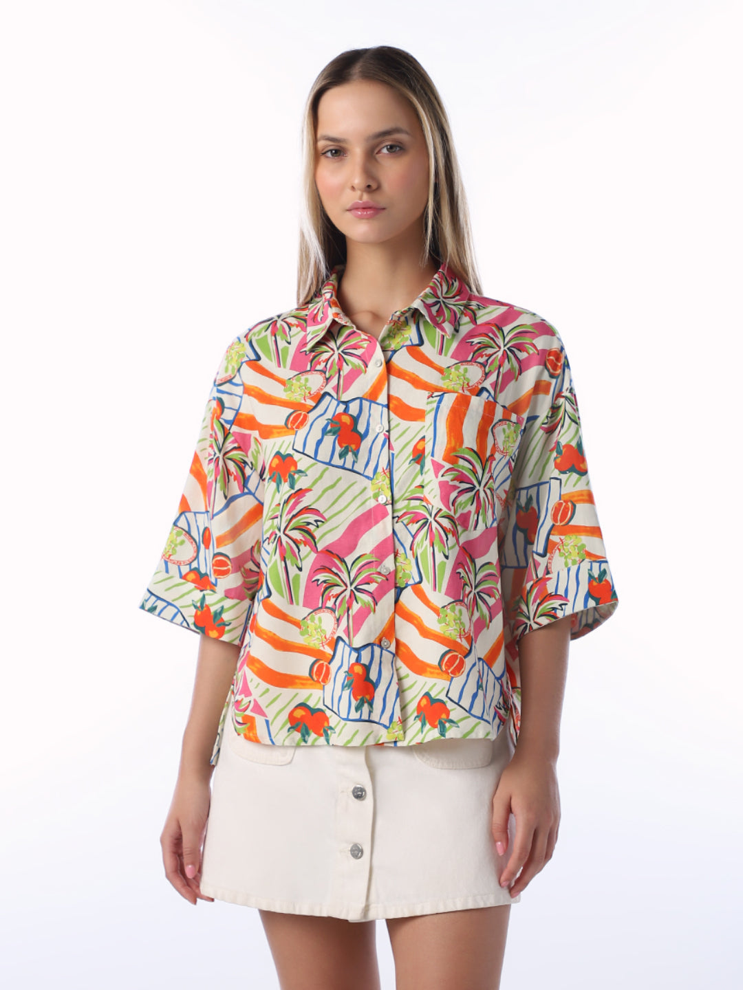 Multi-Colour Printed Oversized Shirt