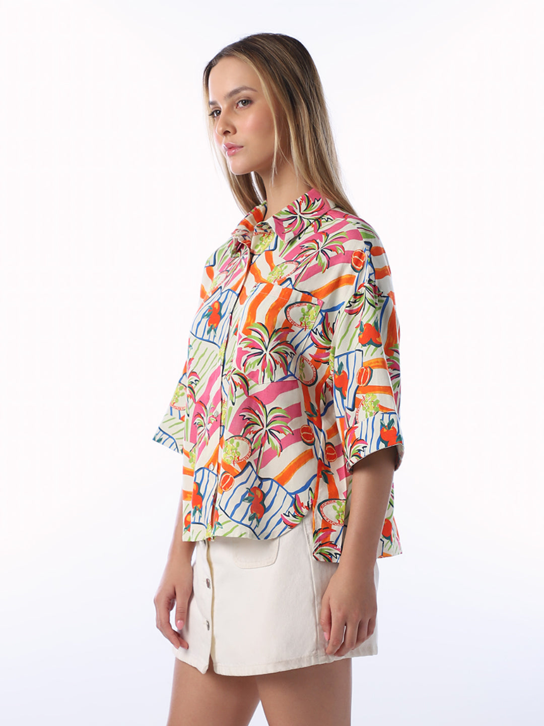 Multi-Colour Printed Oversized Shirt