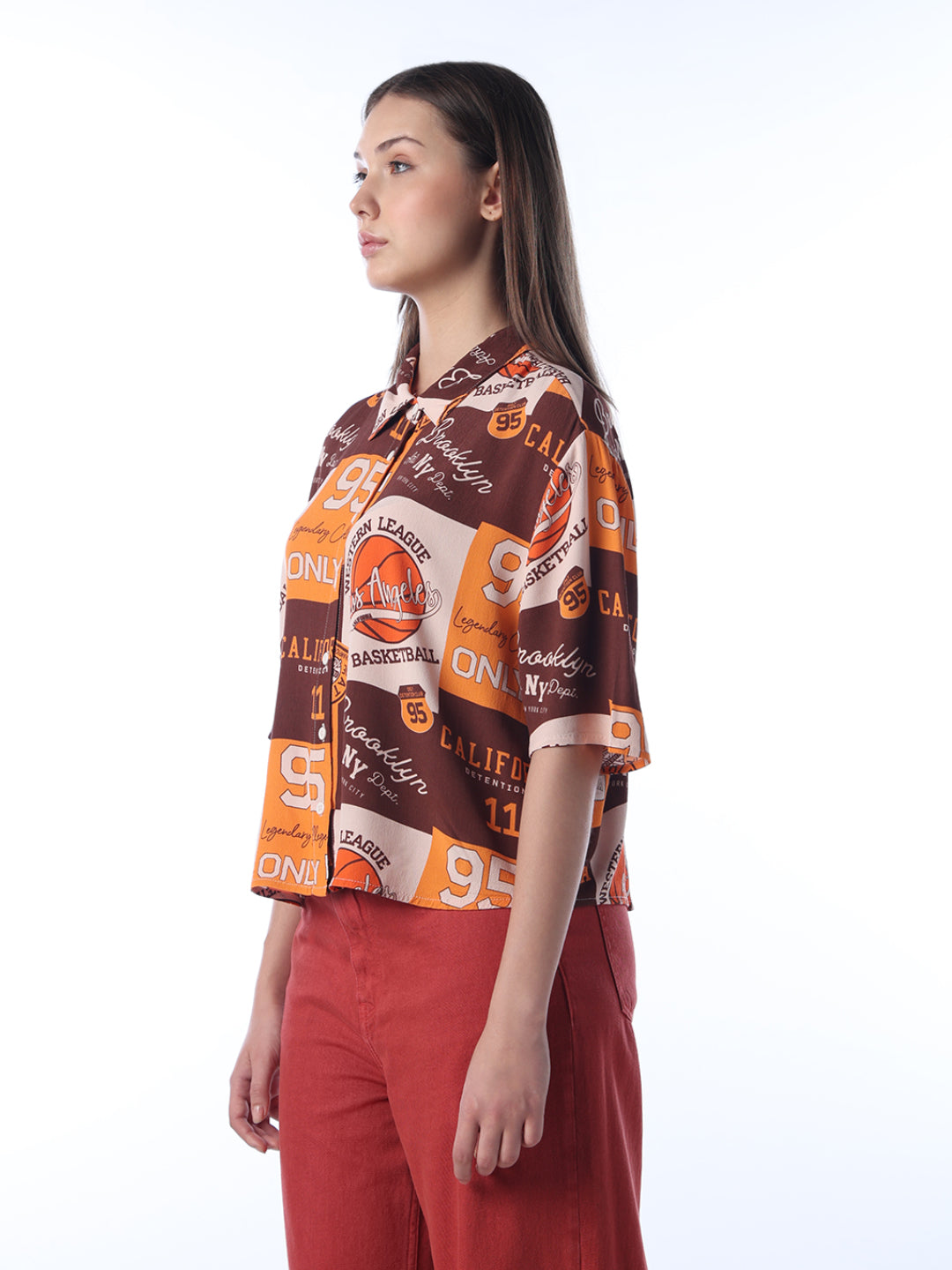 Printed Viscose Cropped Shirt
