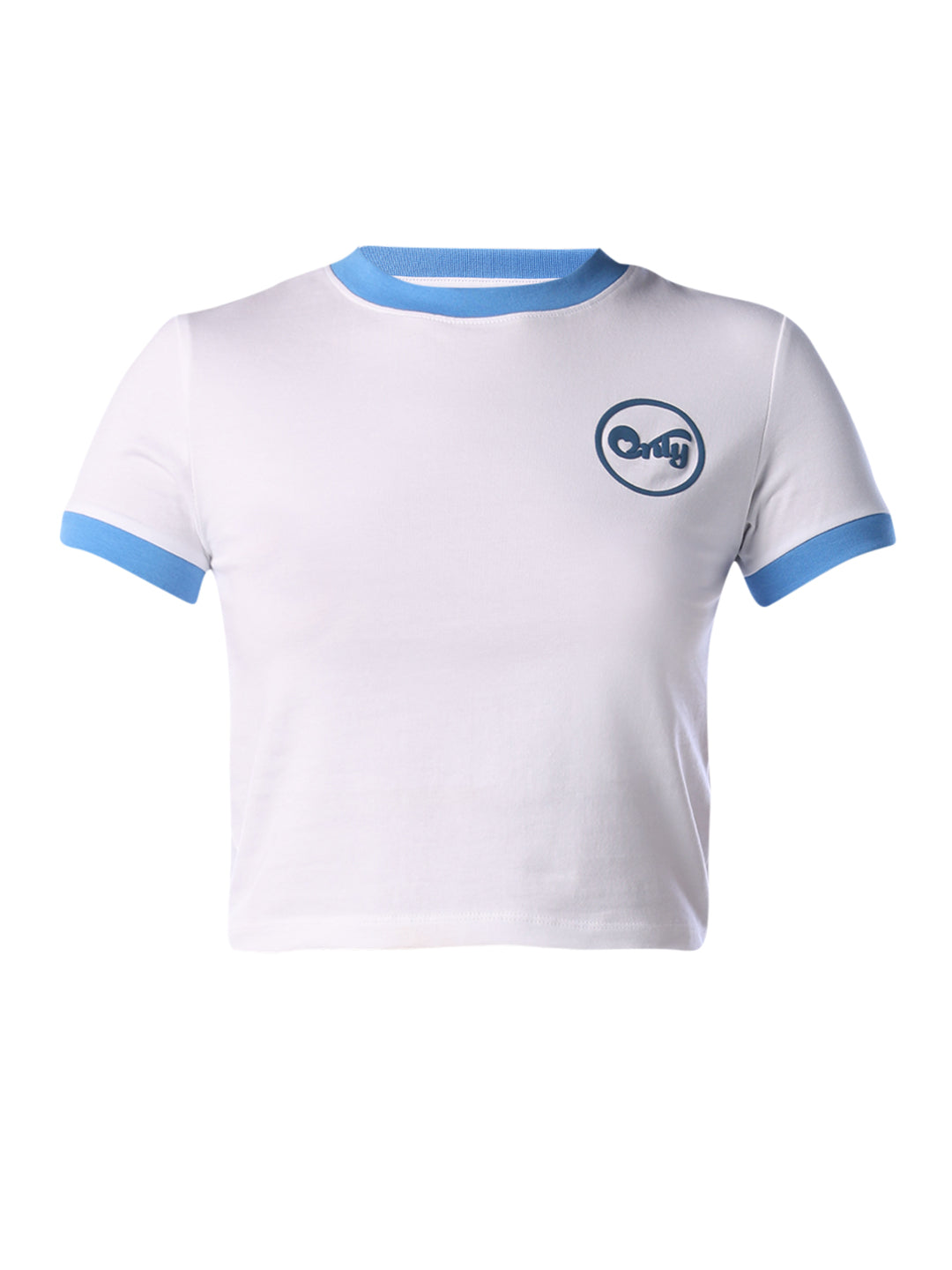 Contrast Ribbed Trims Cropped T-shirt