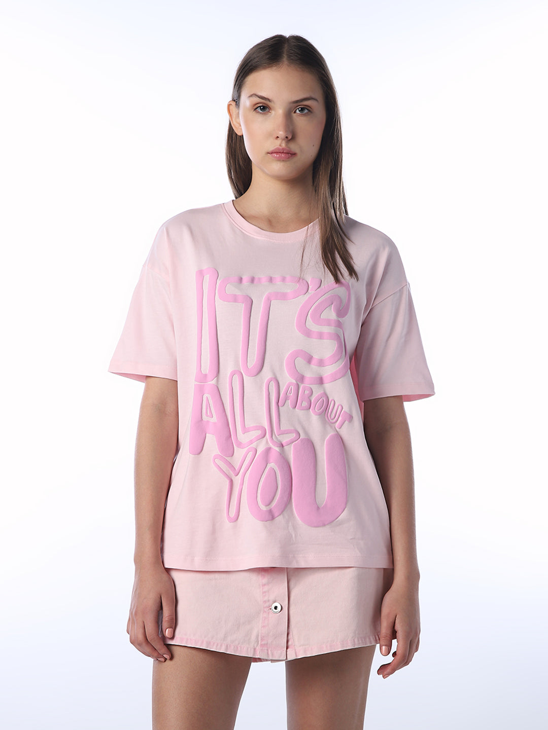 Oversized Typographic Print T-shirt - M