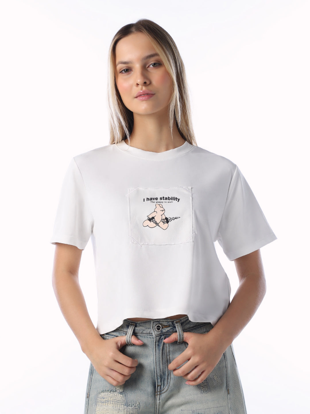 Printed Cropped Boxy Fit T-shirt