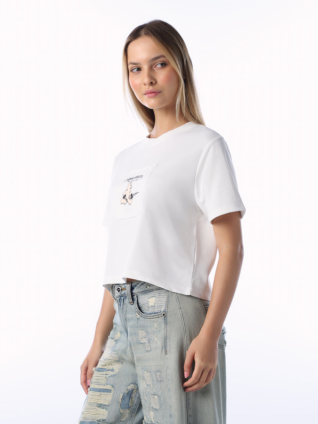 Printed Cropped Boxy Fit T-shirt