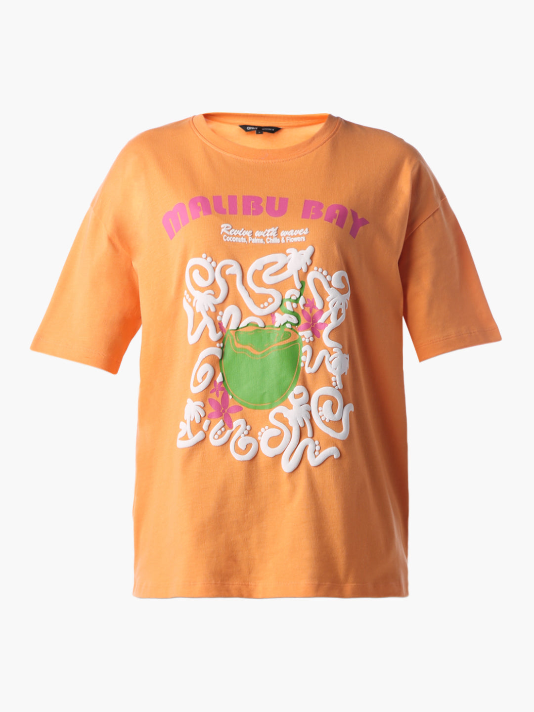 Orange Printed Oversized T-shirt