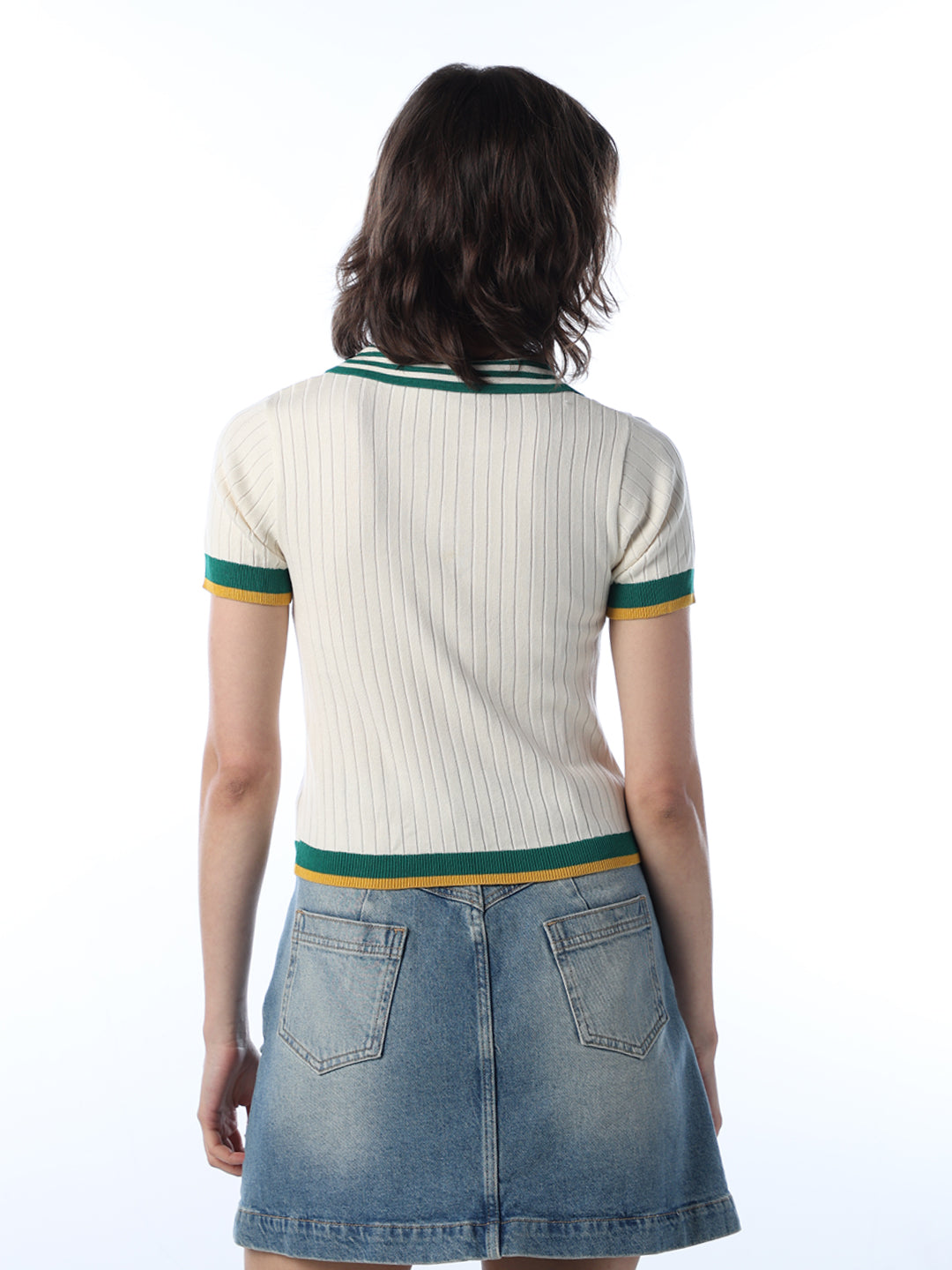 V-Neck Fitted Knit T-shirt