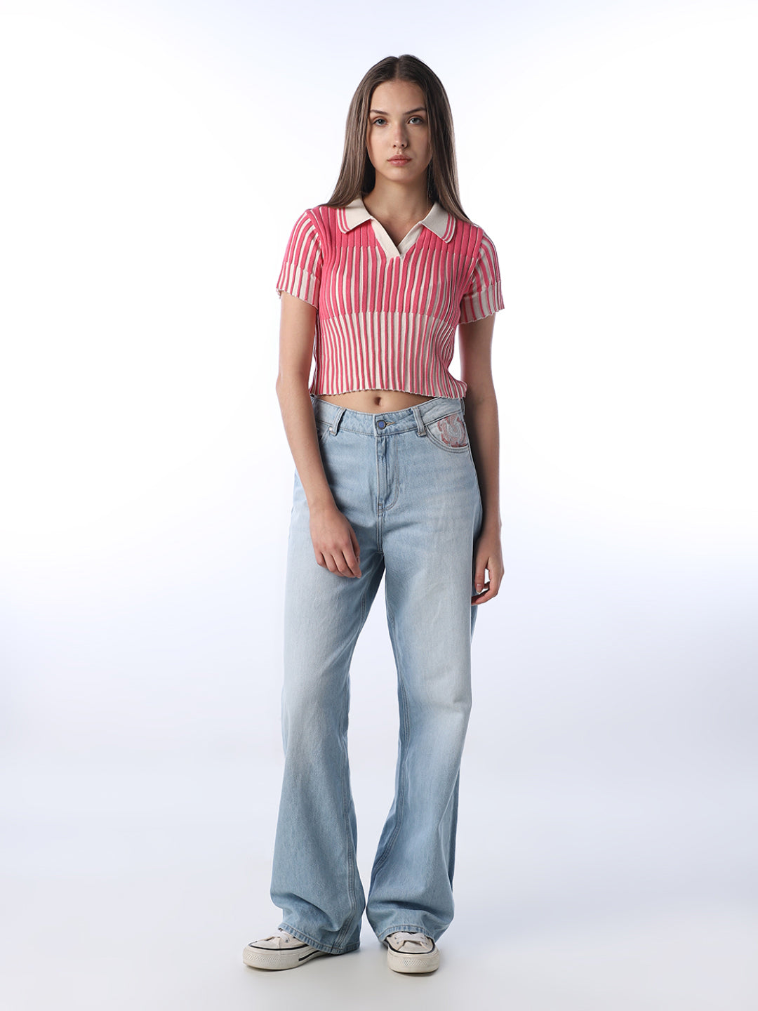 Ribbed Cropped Polo