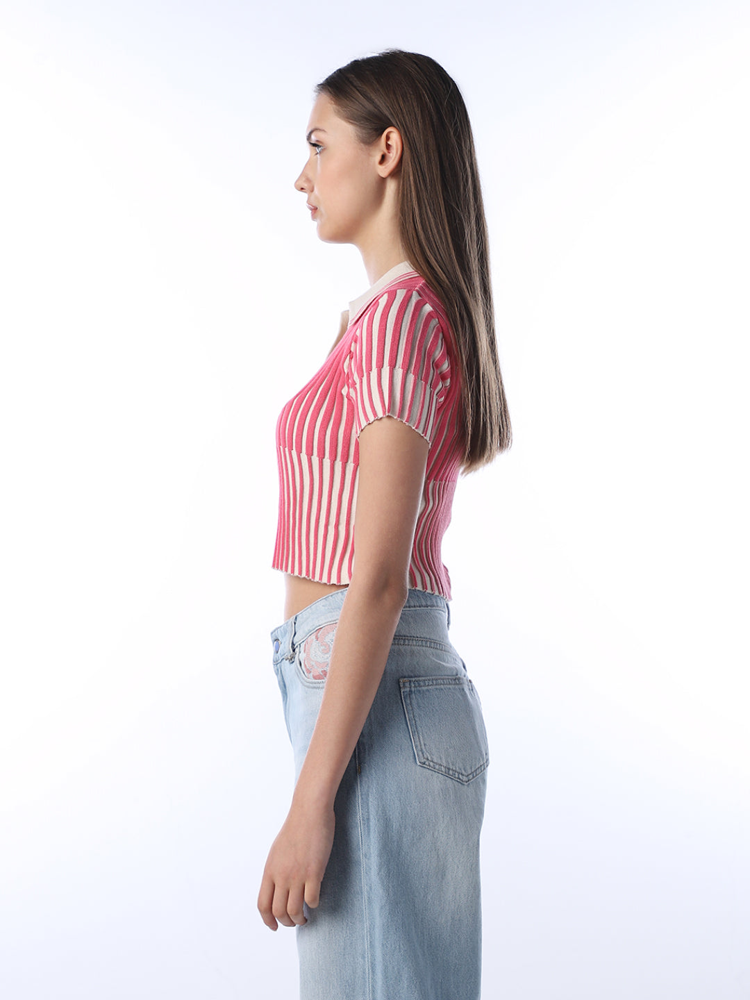 Ribbed Cropped Polo
