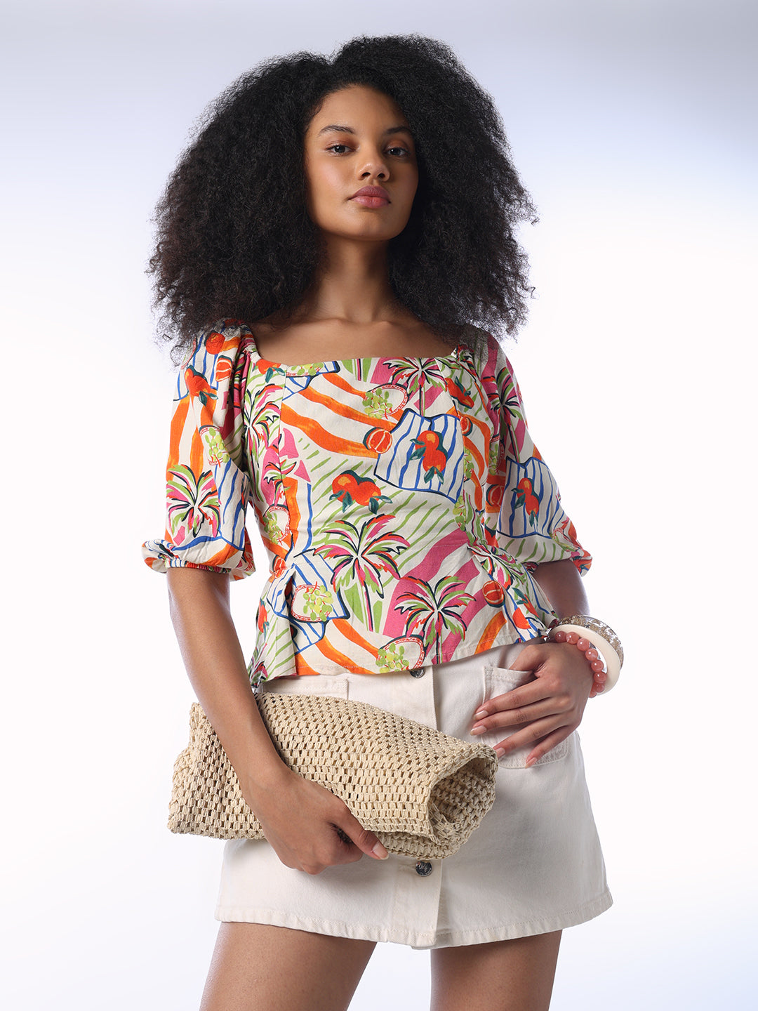 Square Neck Printed Top