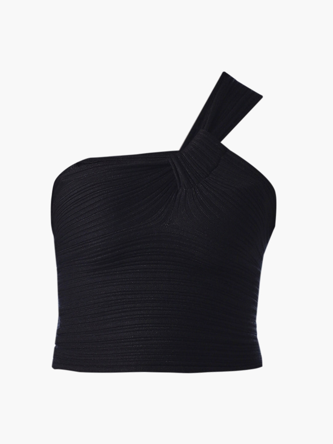 Black One Shoulder Crop Top