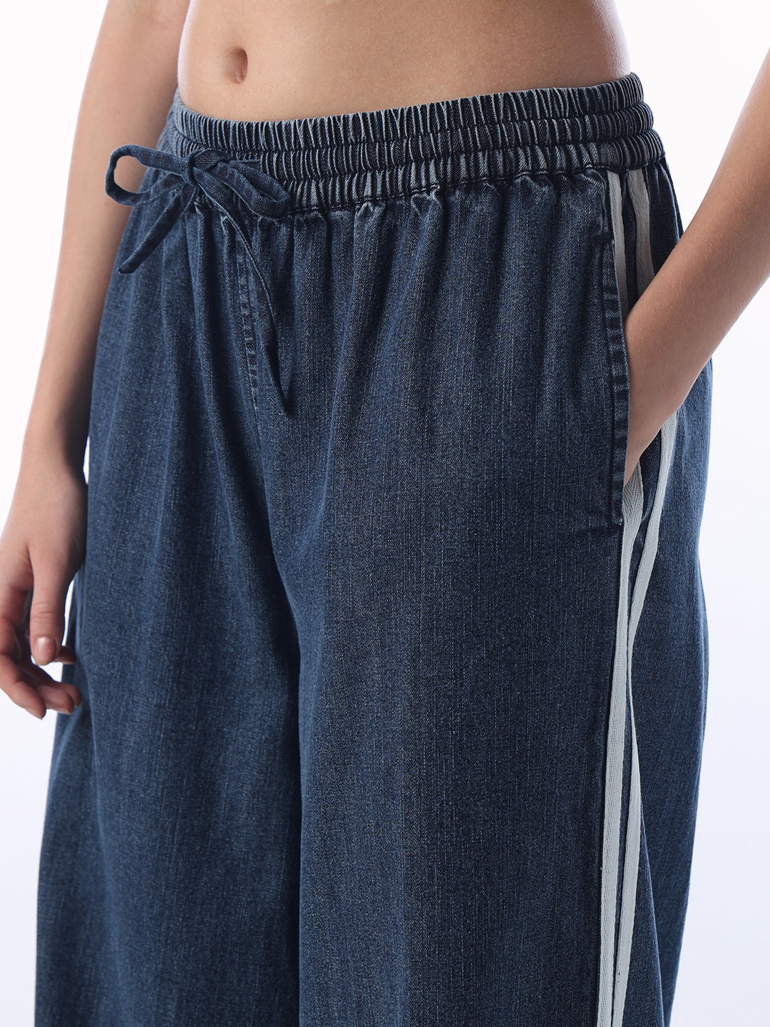 Dark Blue Wide Leg Palazzo Pants