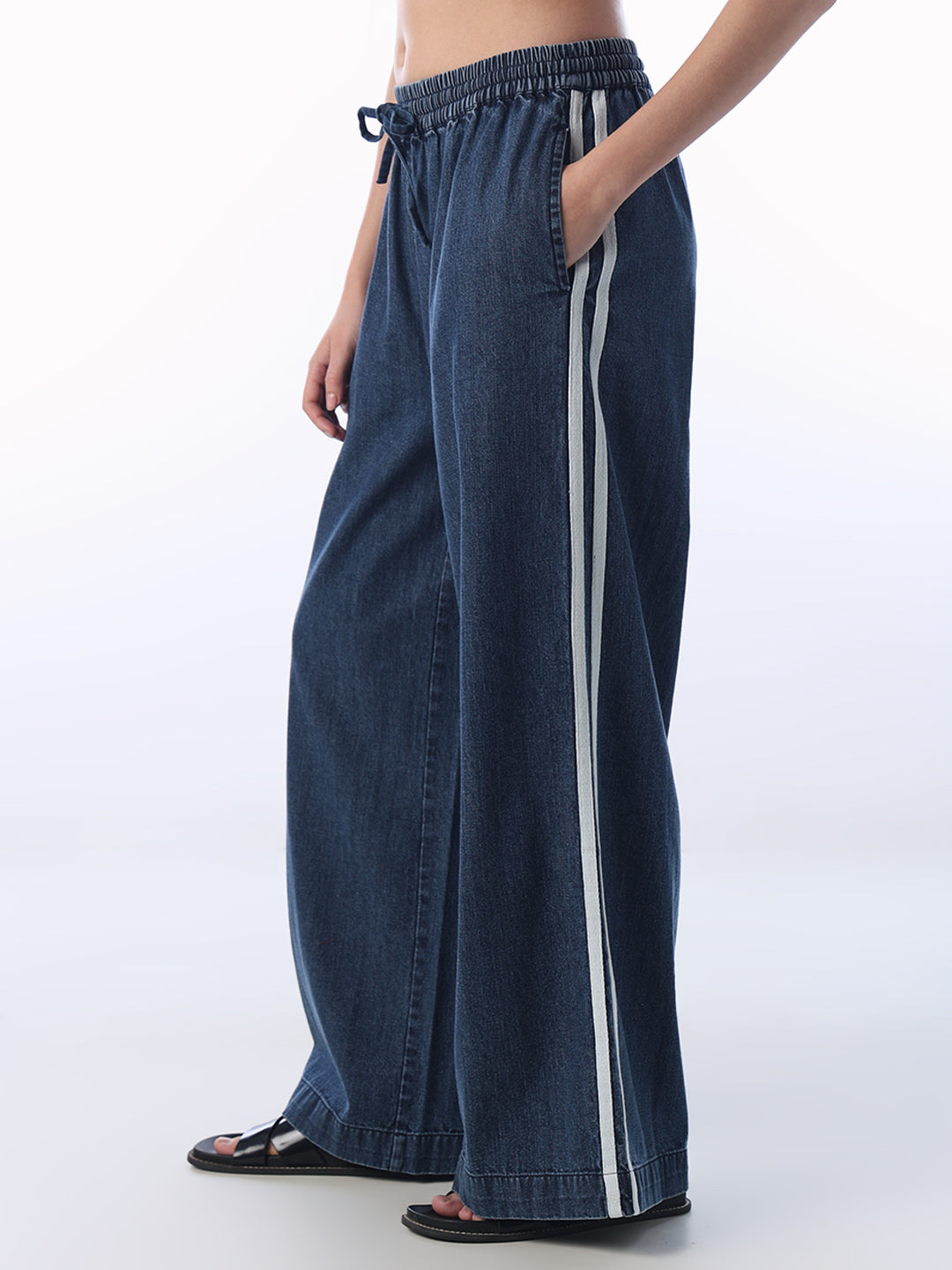 Dark Blue Wide Leg Palazzo Pants