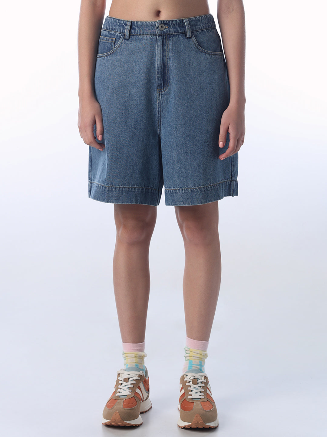 High Waist Relaxed Fit Jorts