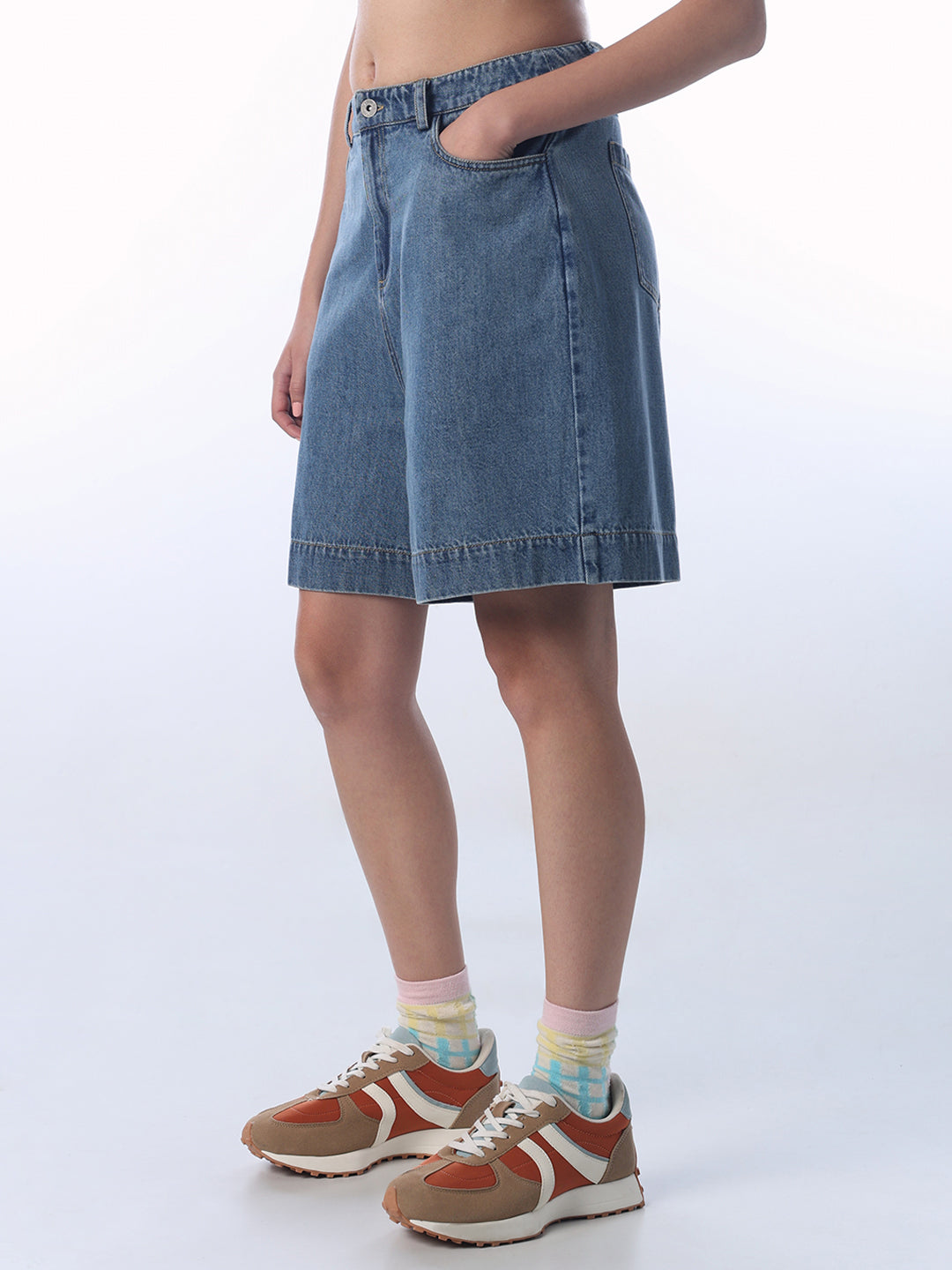 High Waist Relaxed Fit Jorts