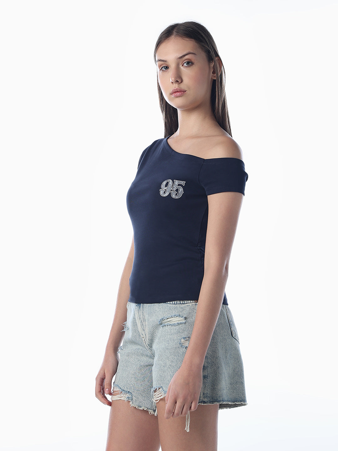 Off-Shoulder Printed T-Shirt