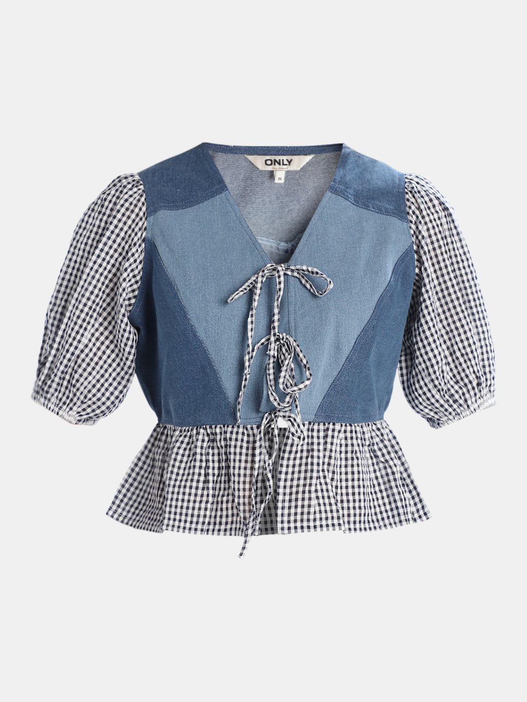 【超美品】LE CIEL BLEU Check Peplum Top LE CIEL BLEU（ルシェルブルー） ブラウス シャツ ジャカードペプラム