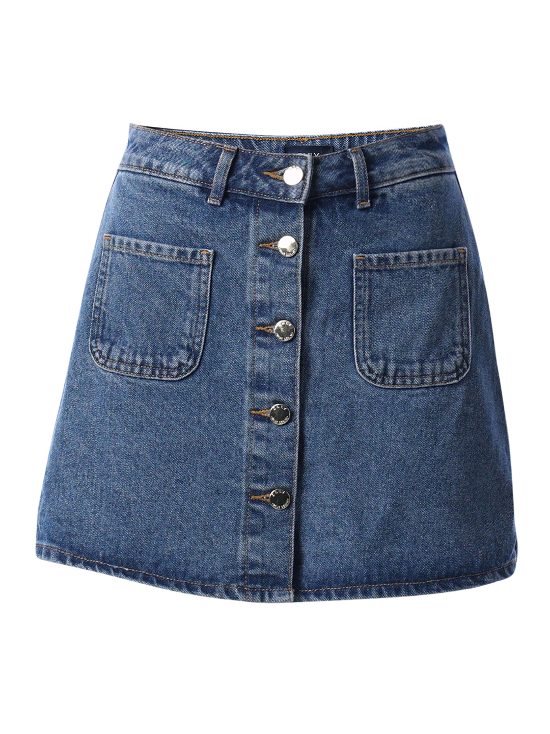 Blue Buttoned Denim Skort