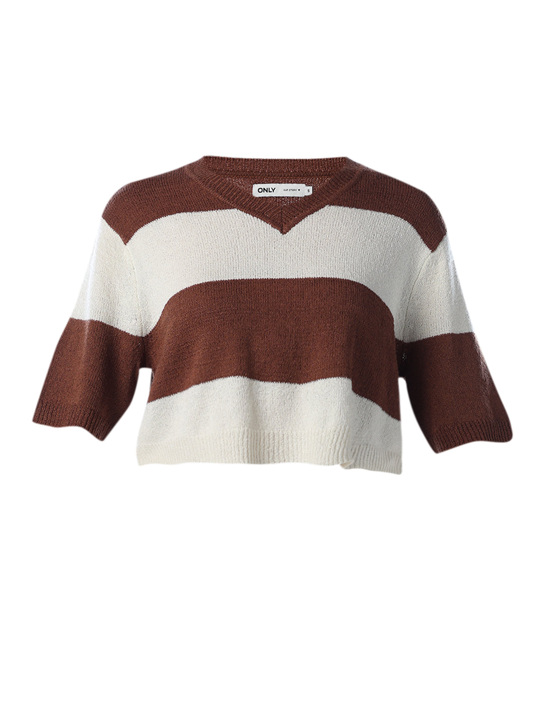 Colourblocked Cropped Knit T-shirt