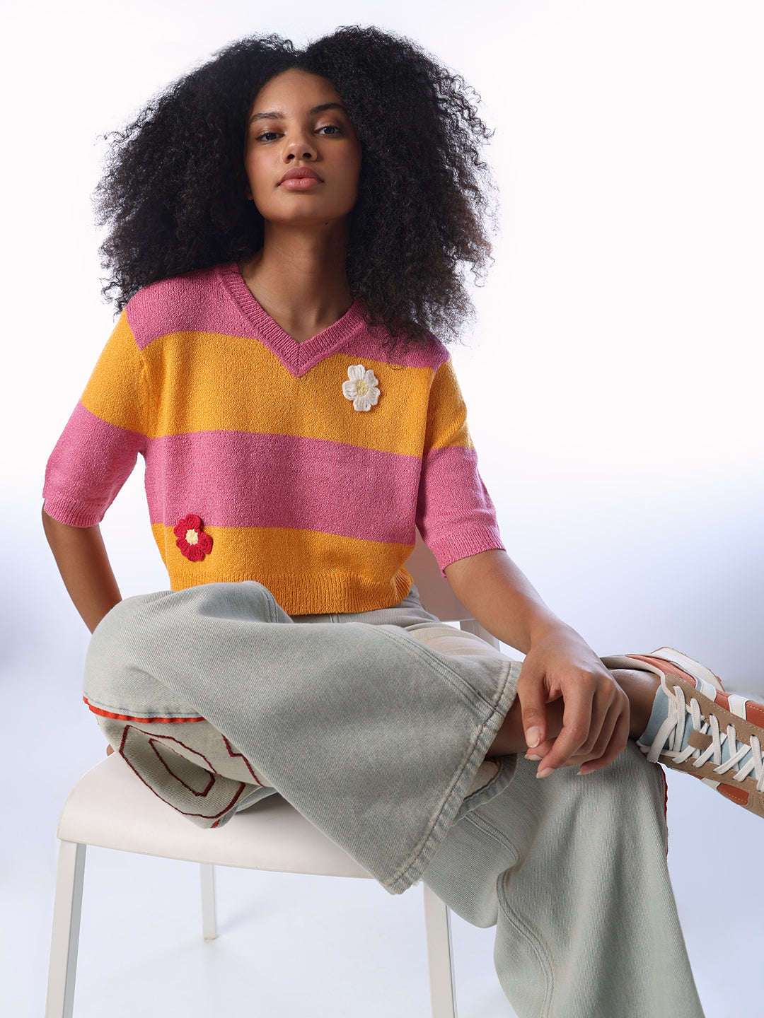 Colourblocked Knitted Top