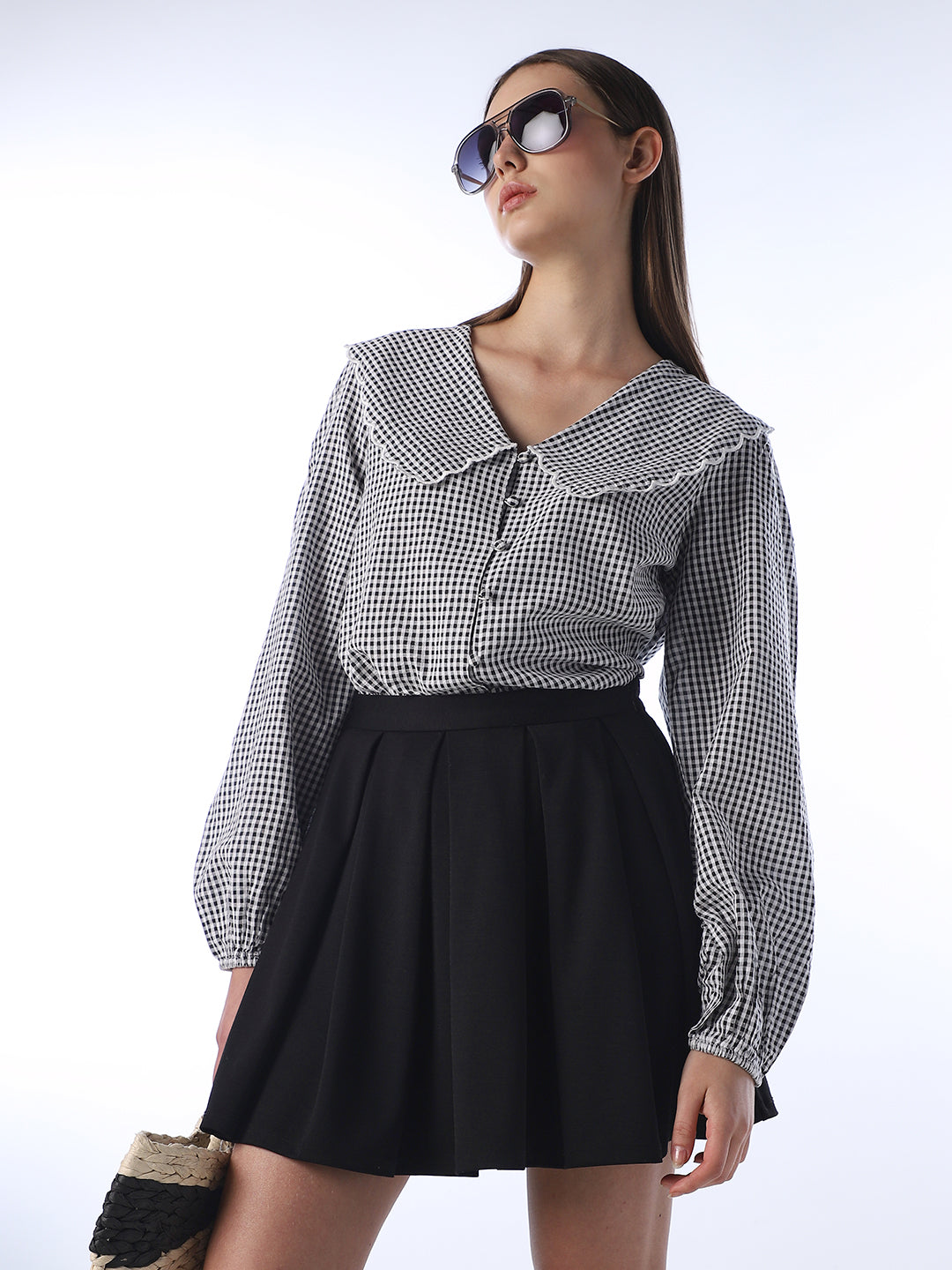 Gingham Printed Top