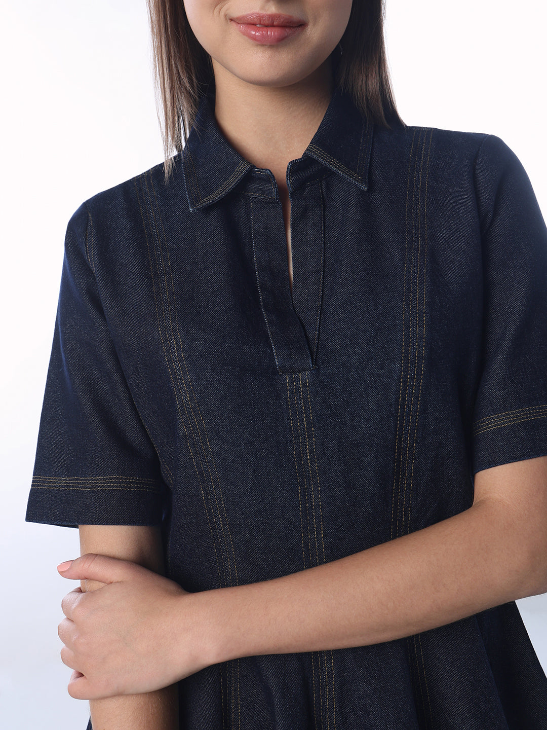 Flared Cotton Denim Dress