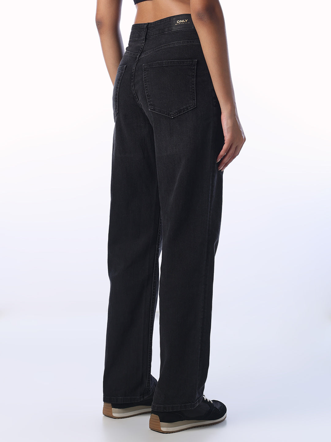 Black High Rise Straight Fit Jeans