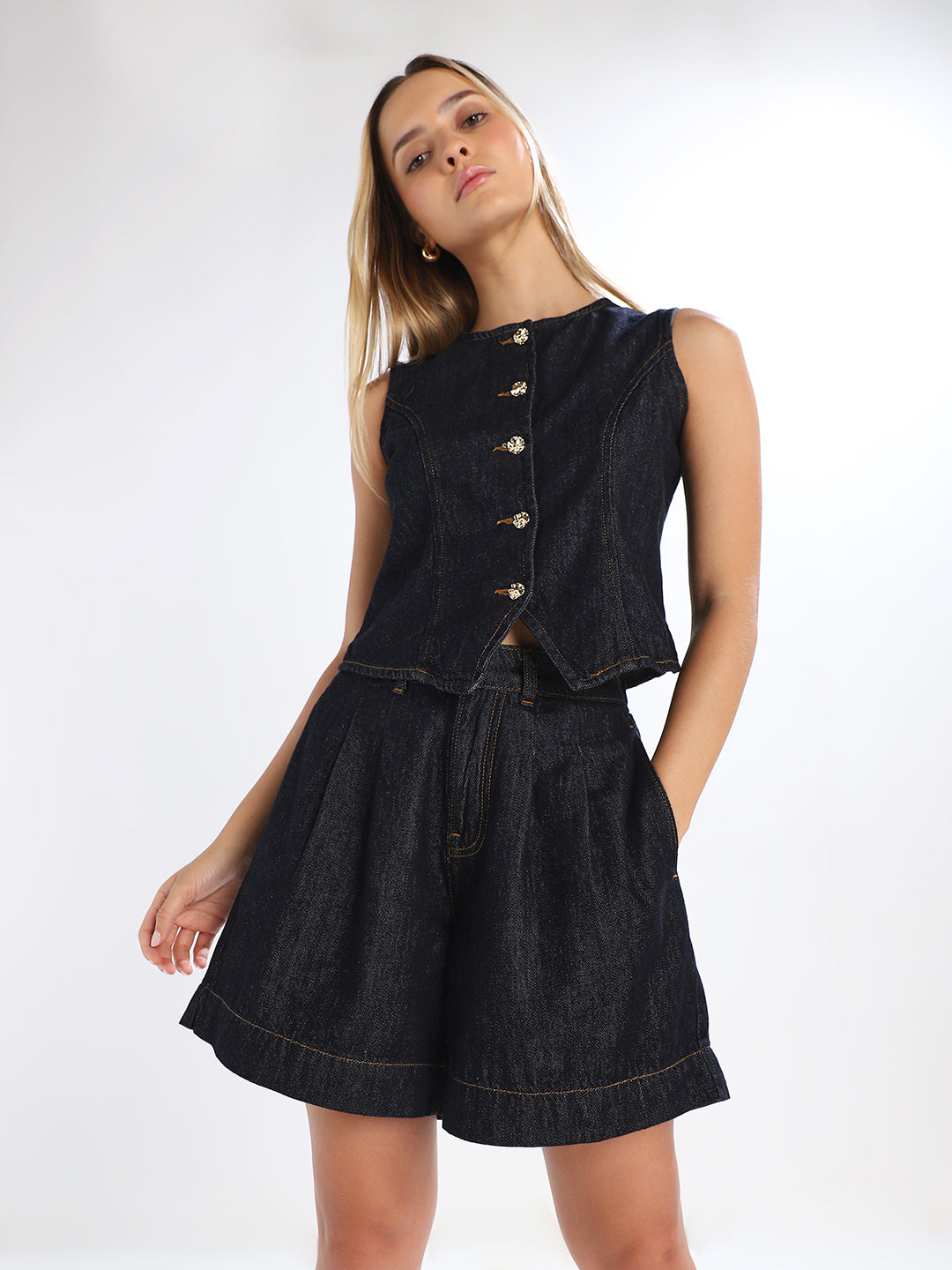 Dark Blue Denim Shorts