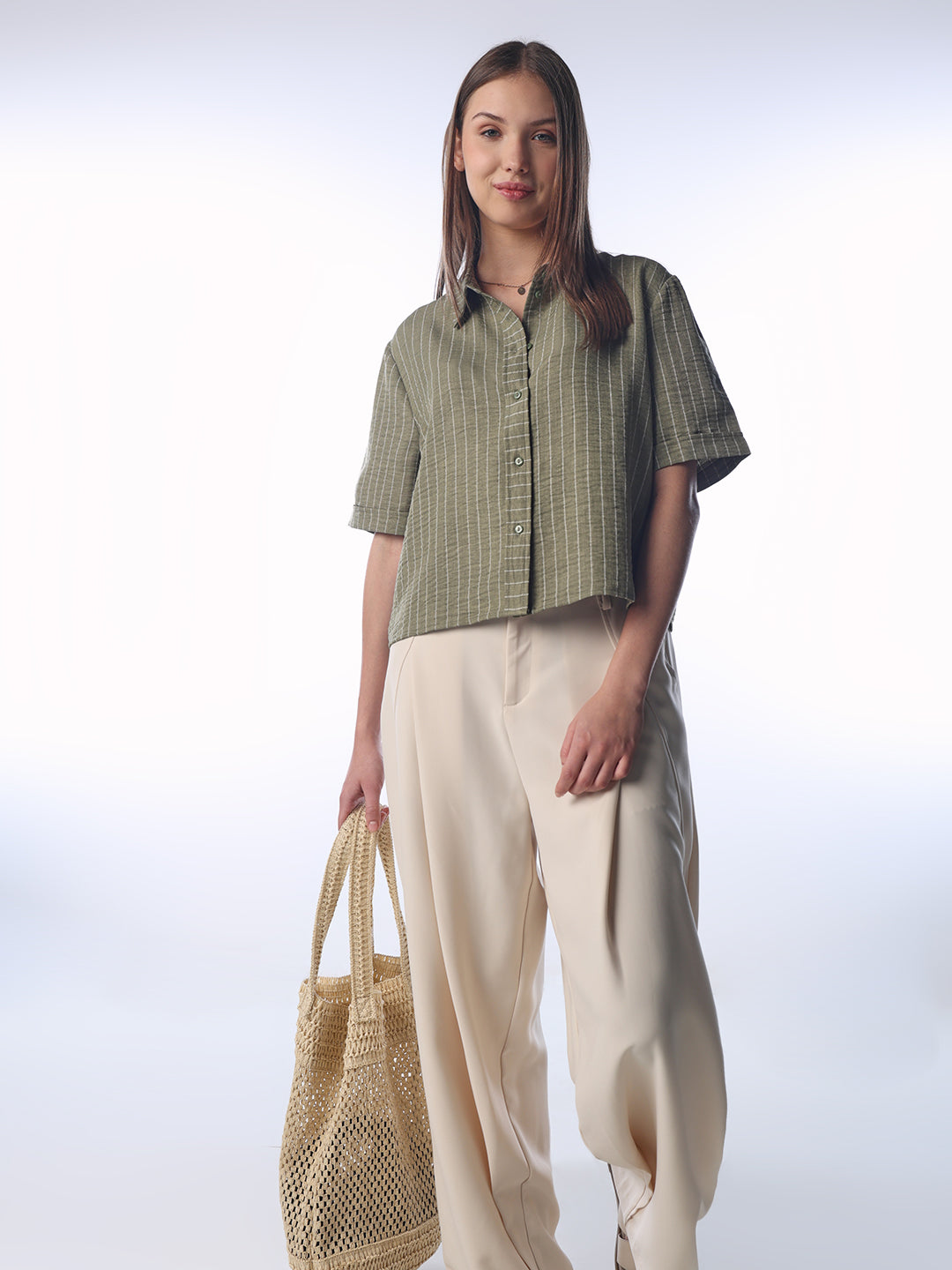 Dark Green Striped Shirt