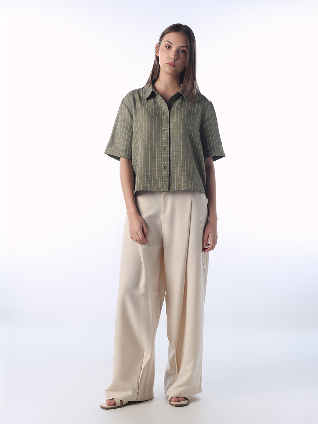 Dark Green Striped Shirt