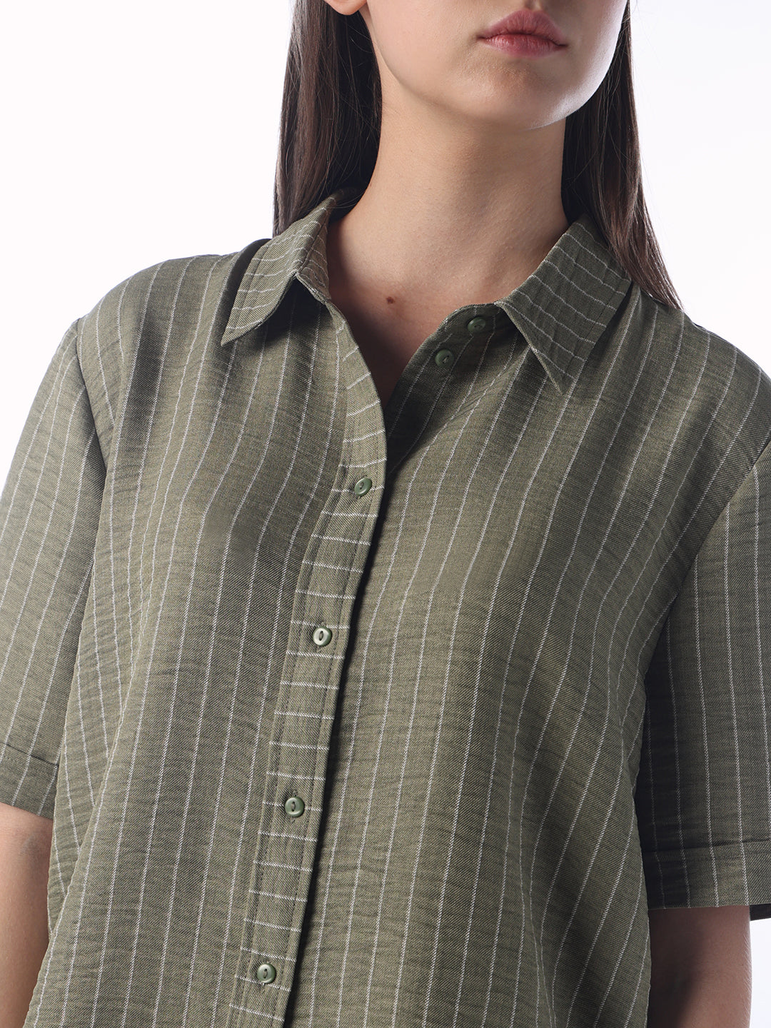 Dark Green Striped Shirt