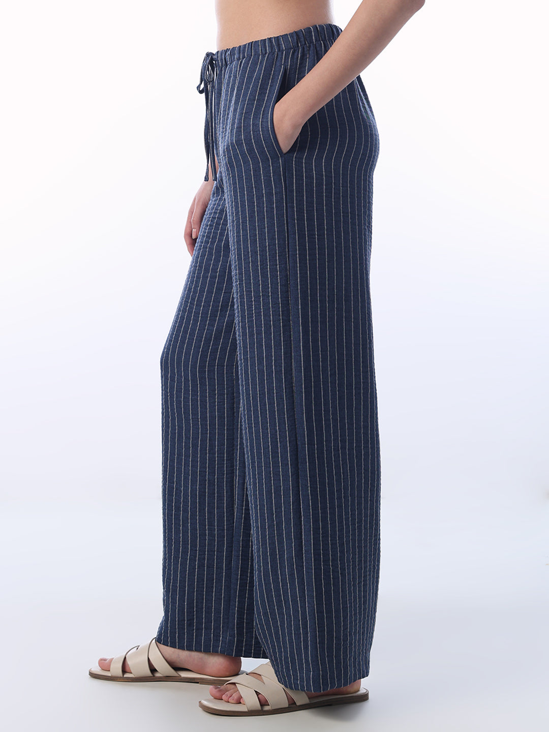 Striped Elasticated Wide Leg Pants