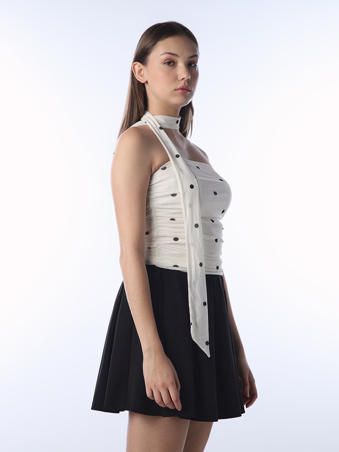 Polka Dot Mesh Tube Top