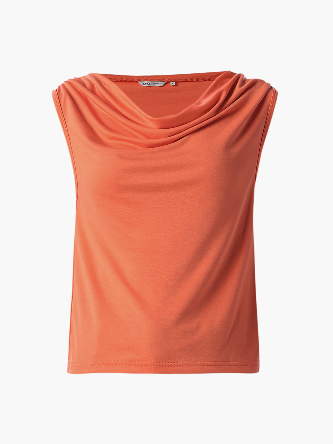 Orange Waterfall Neck Top