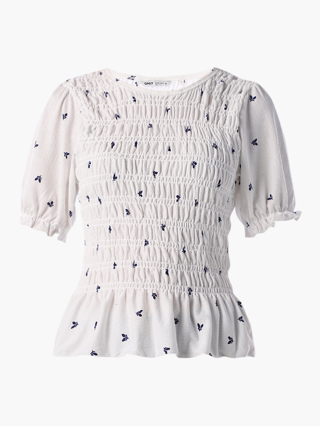 White Printed Smock Top