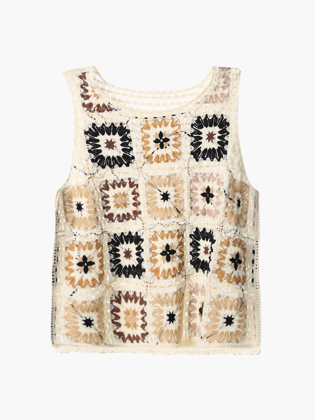 Beige Crochet Tank Top