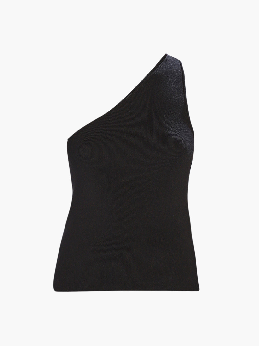 Black One Shoulder Ribbed Top