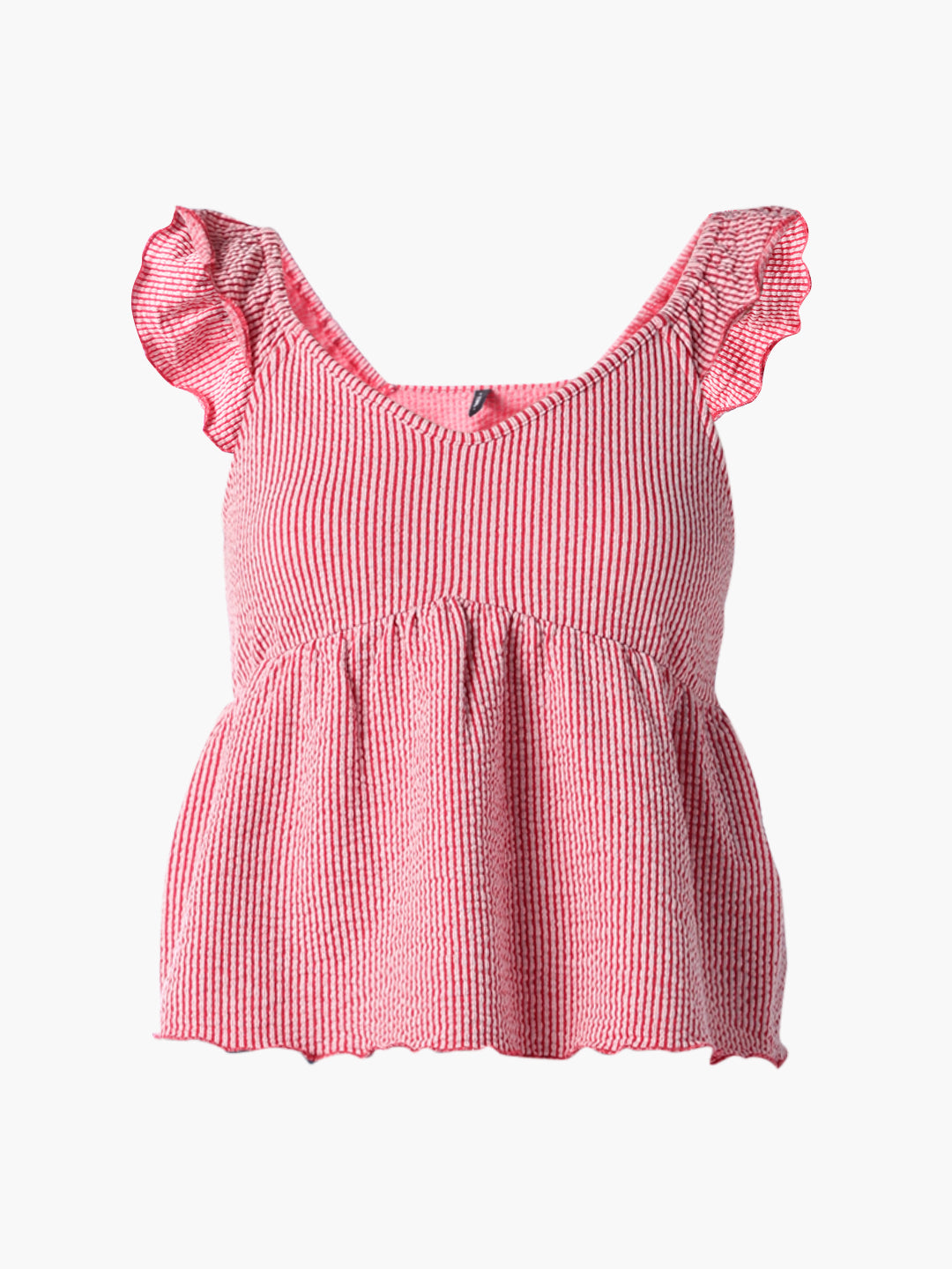 Seersucker Peplum Top