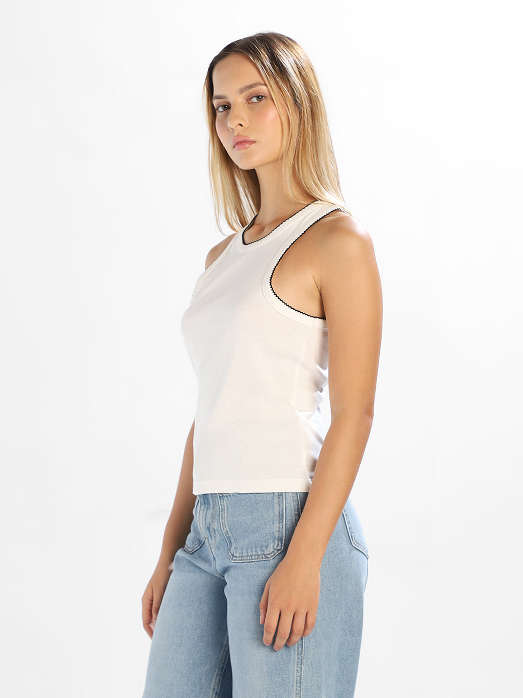 White Sleeveless Tank Top