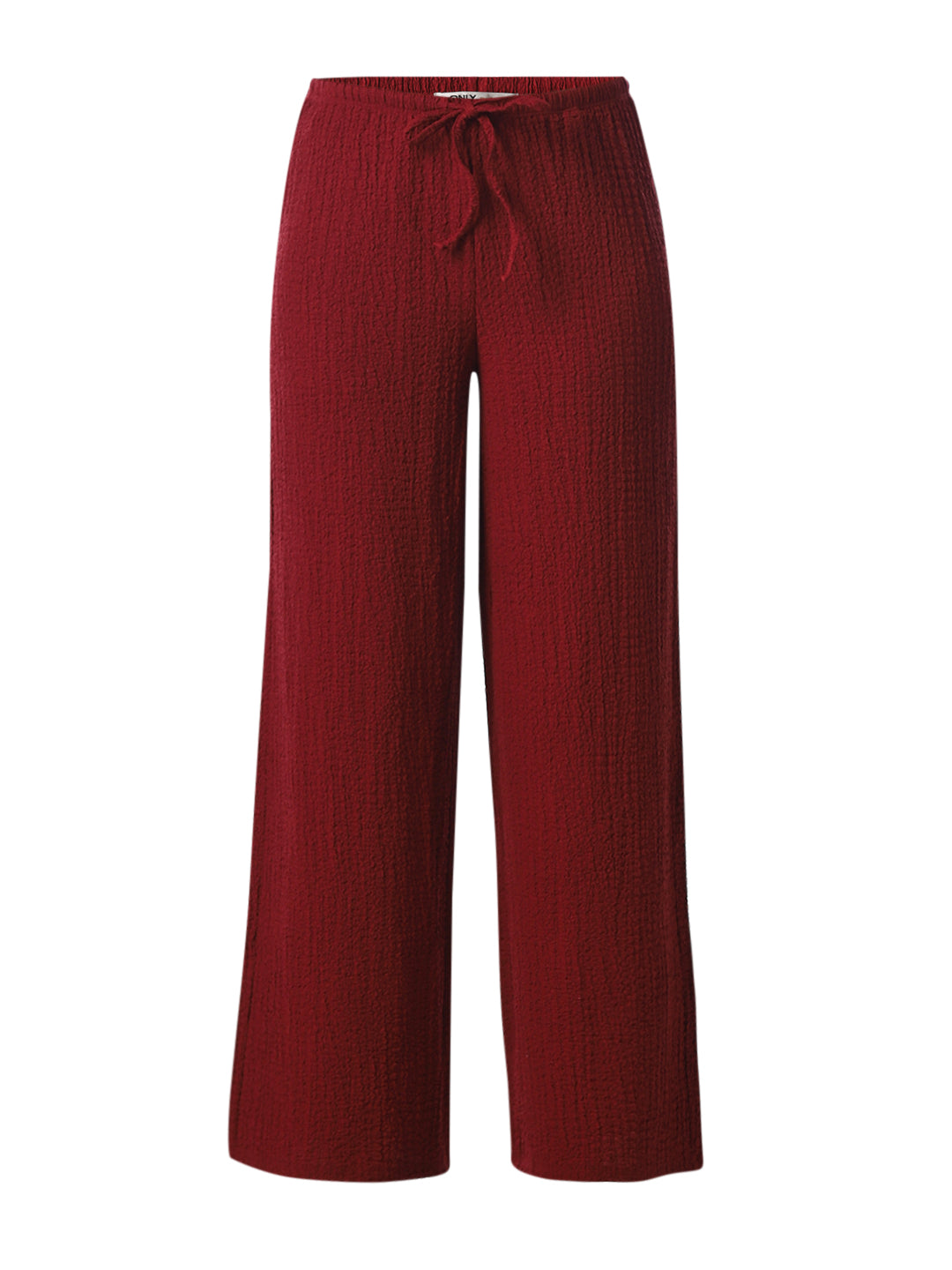 Maroon Crinkle Weave Wide Leg Pants