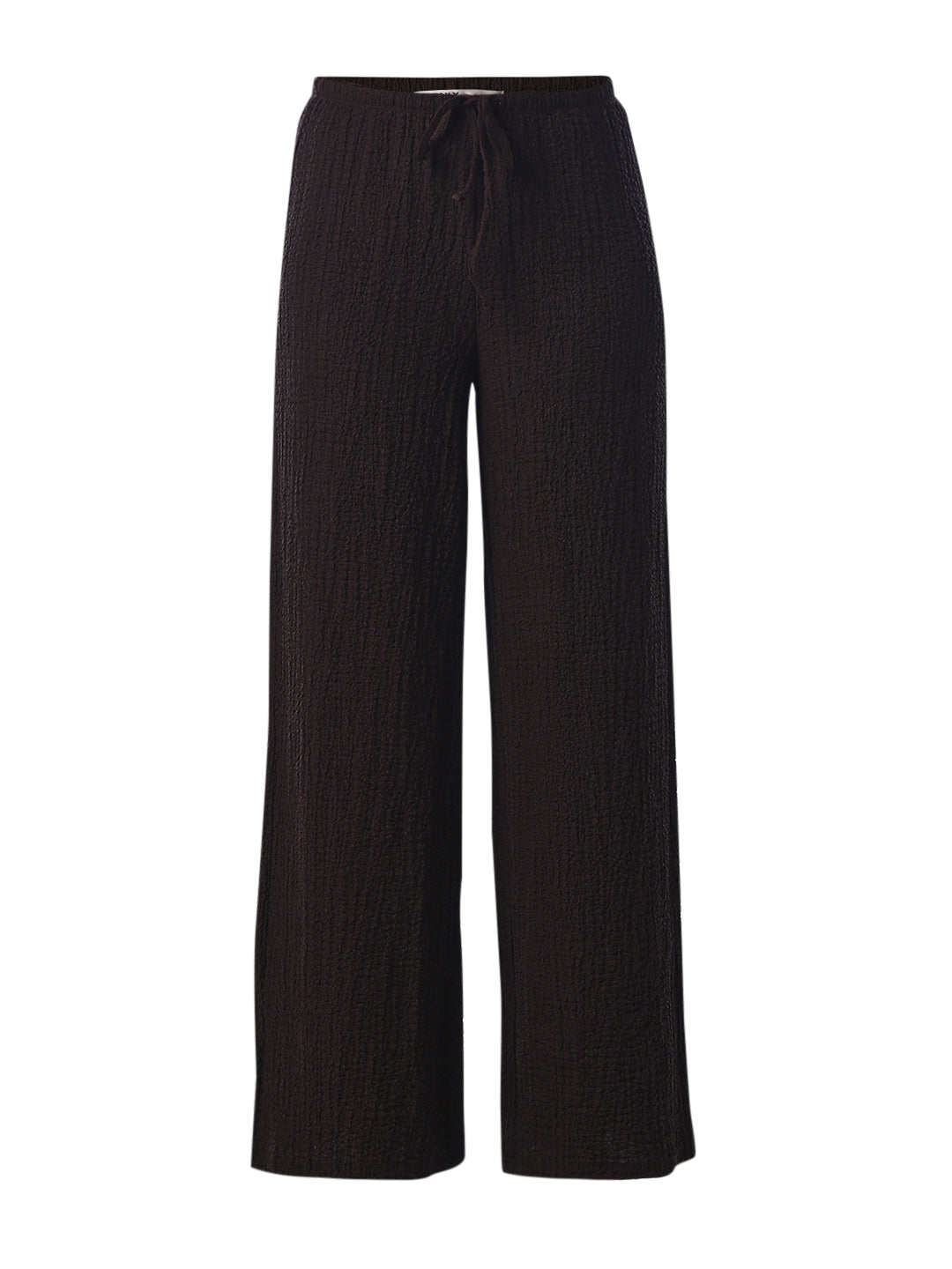 Brown Crinkle Weave Wide Leg Pants