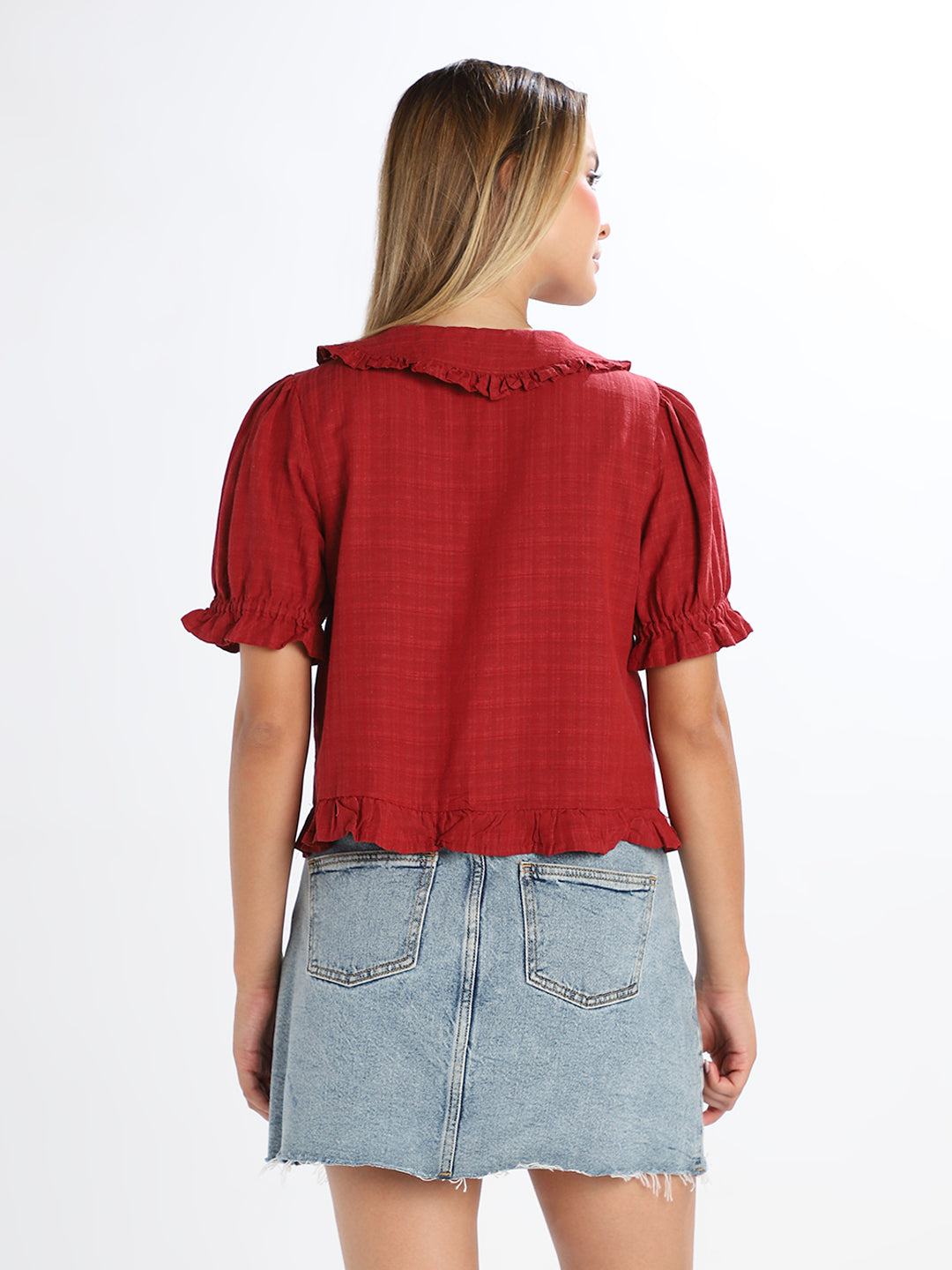 Red Embroidered Top