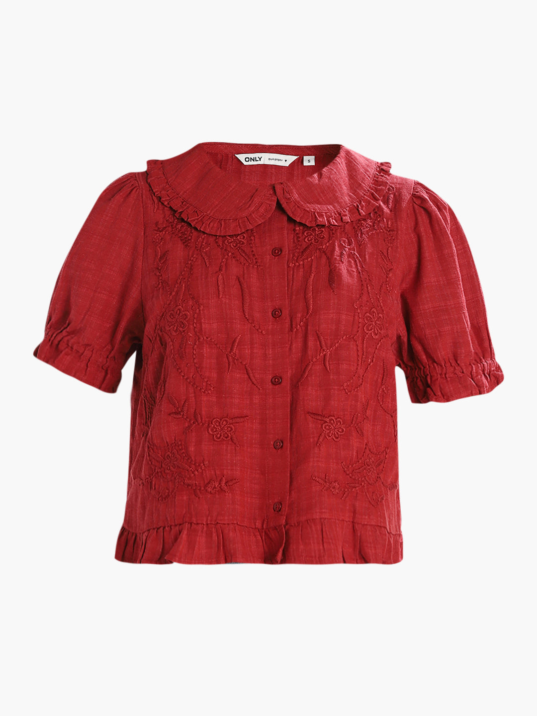 Red Embroidered Top