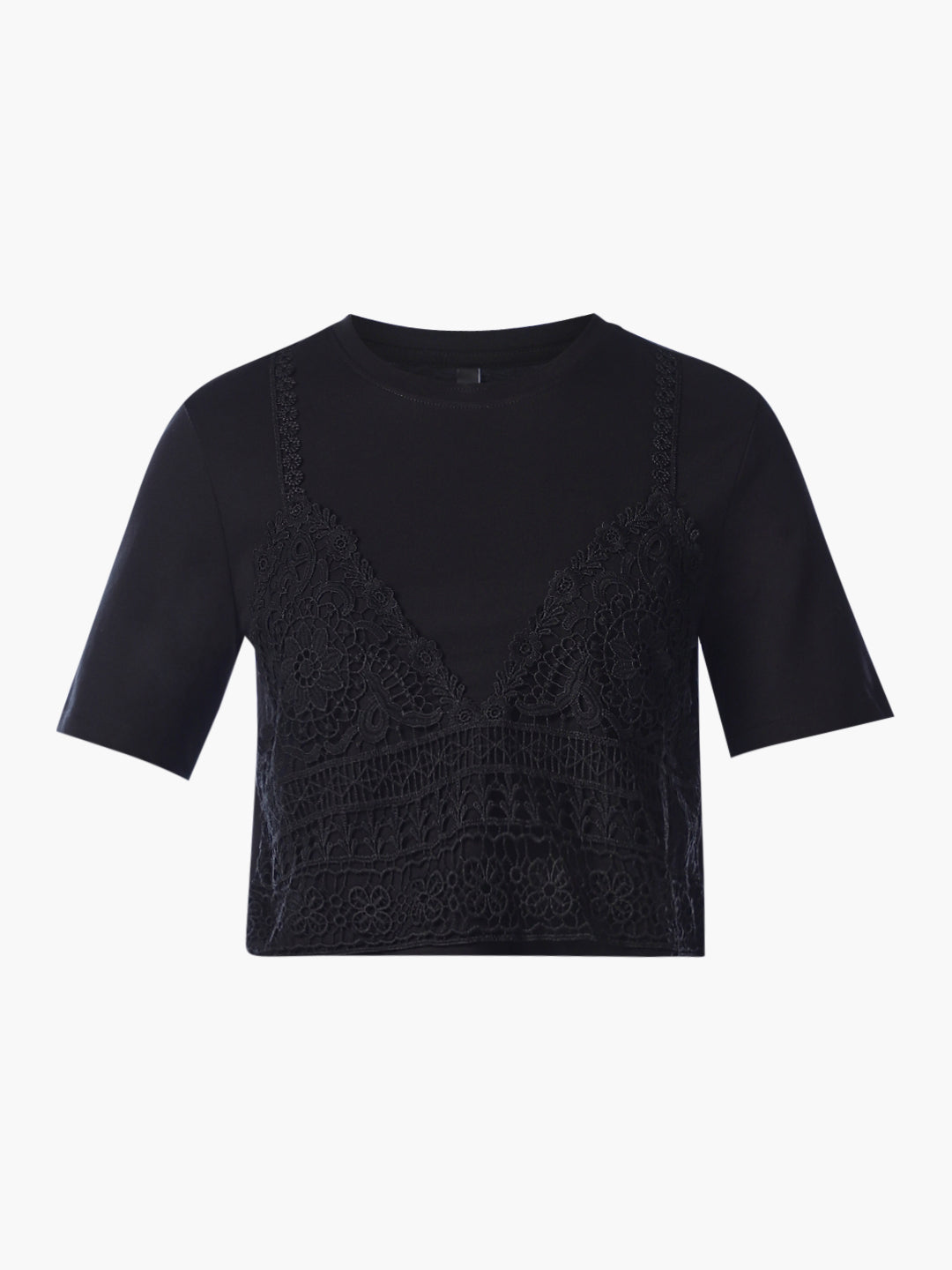 Lace Detail O-Neck T-shirt