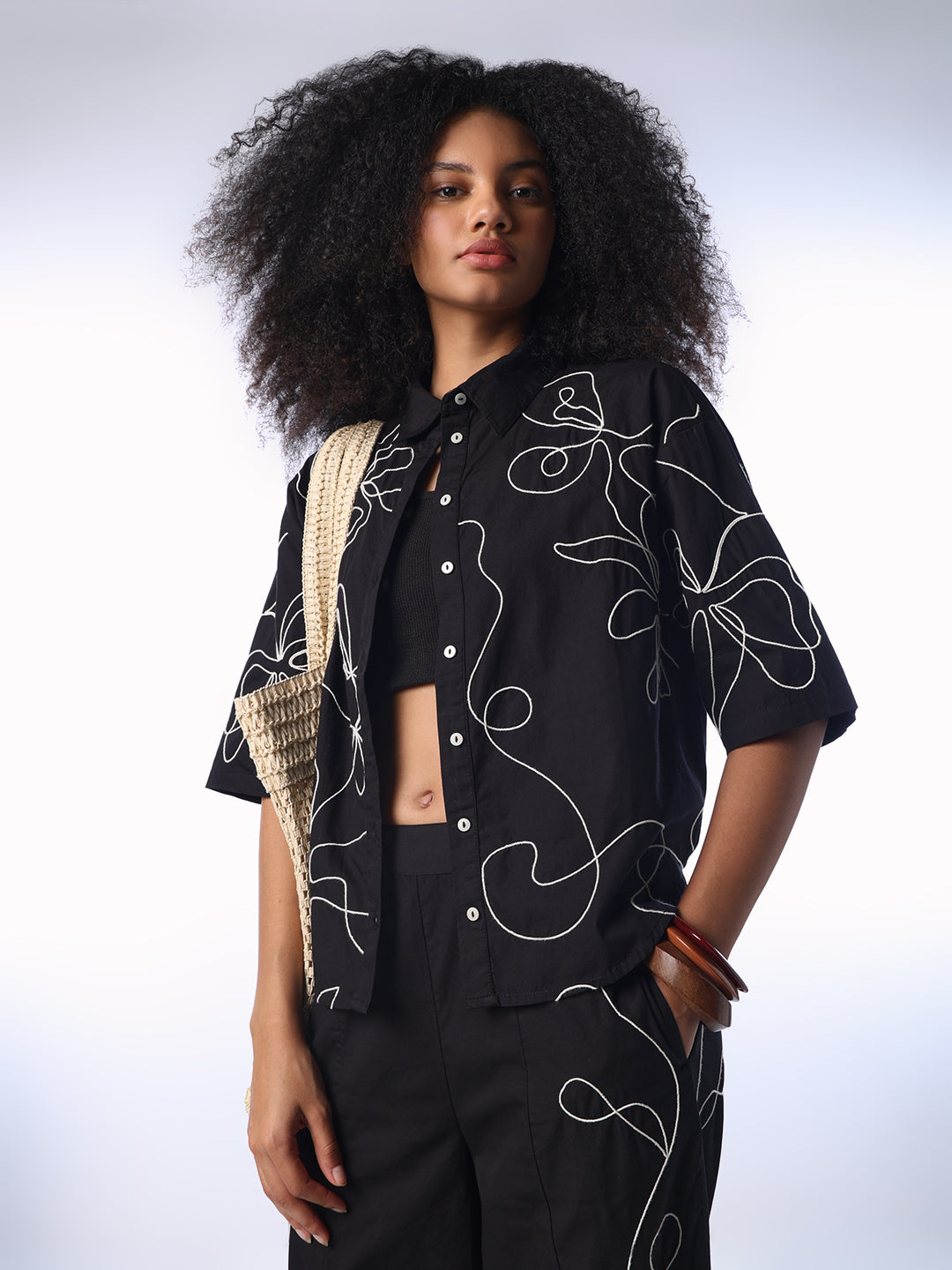 Abstract Print Oversized Shirt