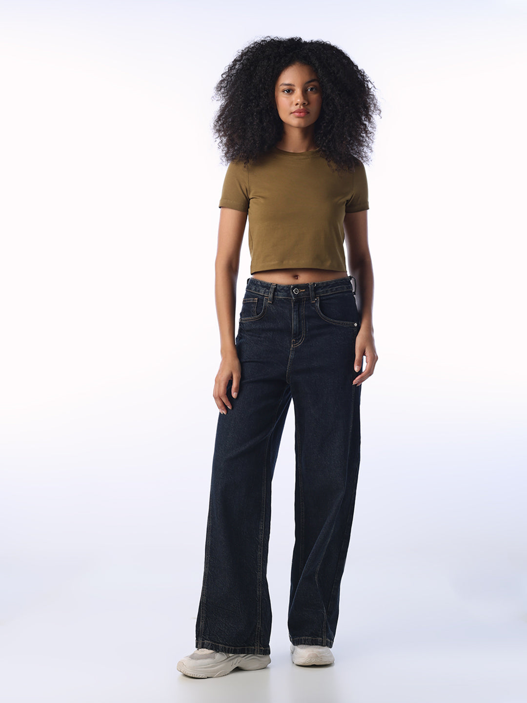 Cropped Snug T-shirt - Olive