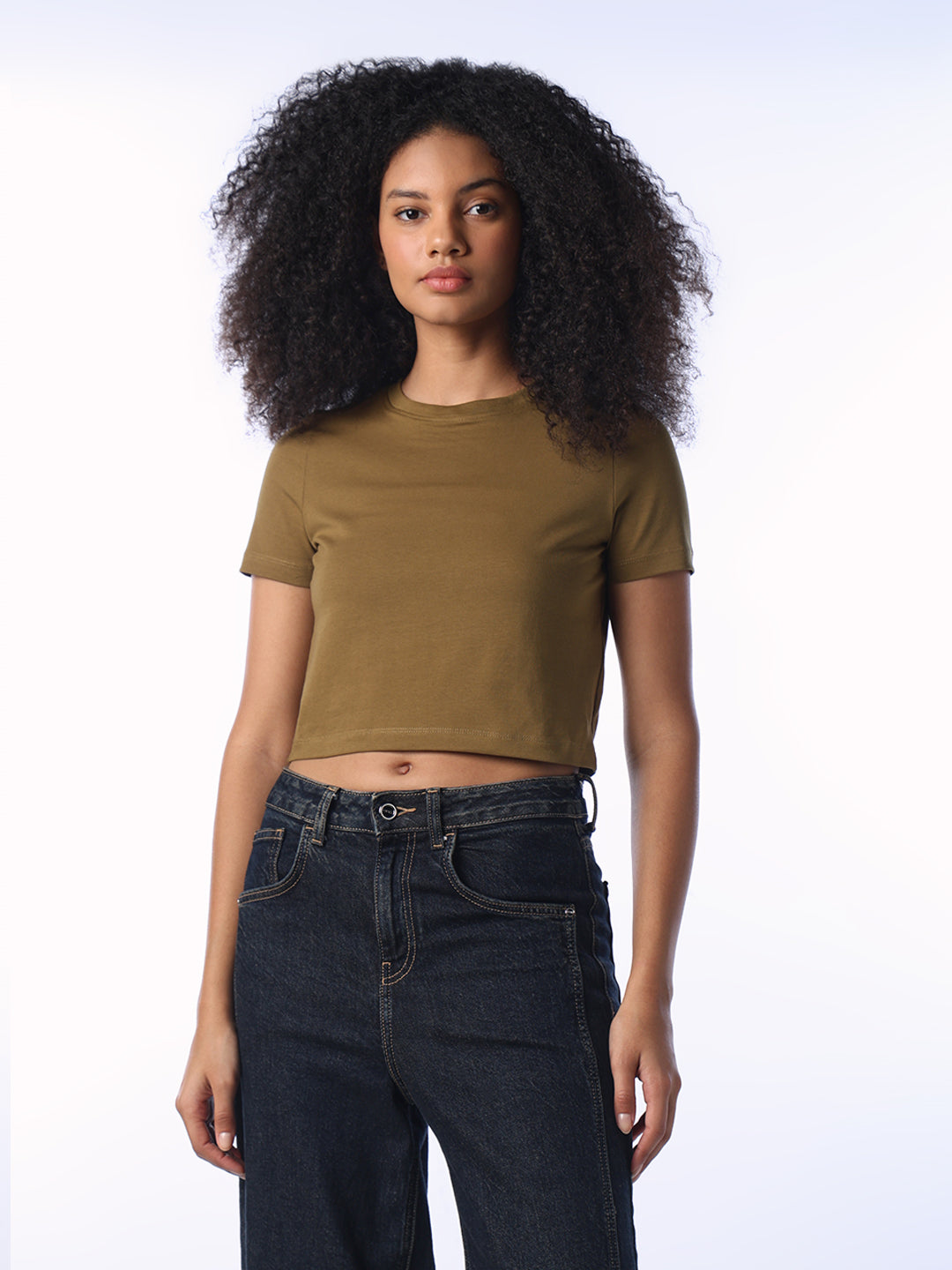 Cropped Snug T-shirt - Olive